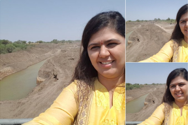 सूखा प्रभावित इलाके का दौर करने गई पंकजा मुंडे ने लीं सेल्फी, अब विपक्ष के निशाने पर