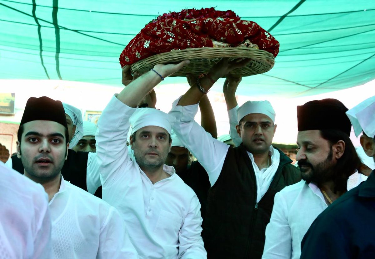 राजस्थान: अजमेर में ख्वाजा और पुष्कर के ब्रह्मा मंदिर के दर पर पहुंचे राहुल