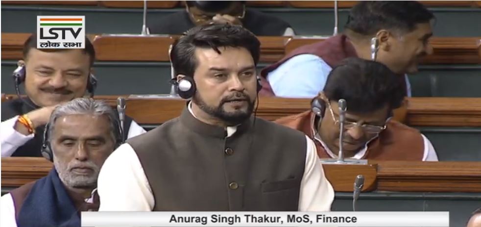 संसद में अनुराग ठाकुर का विरोध, शर्म करो के नारे लगे