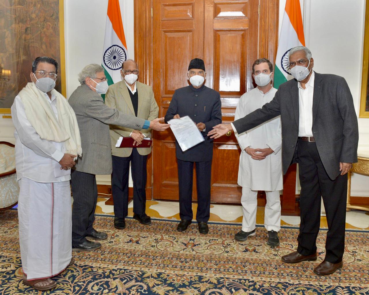 राष्ट्रपति से मुलाकात के बाद विपक्ष ने की कृषि कानूनों को तुरंत रद्द करने की मांग