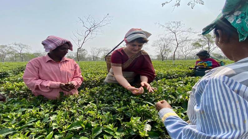असम: चाय बागानों में काम करने वाले मजदूरों से मिली प्रियंका गांधी