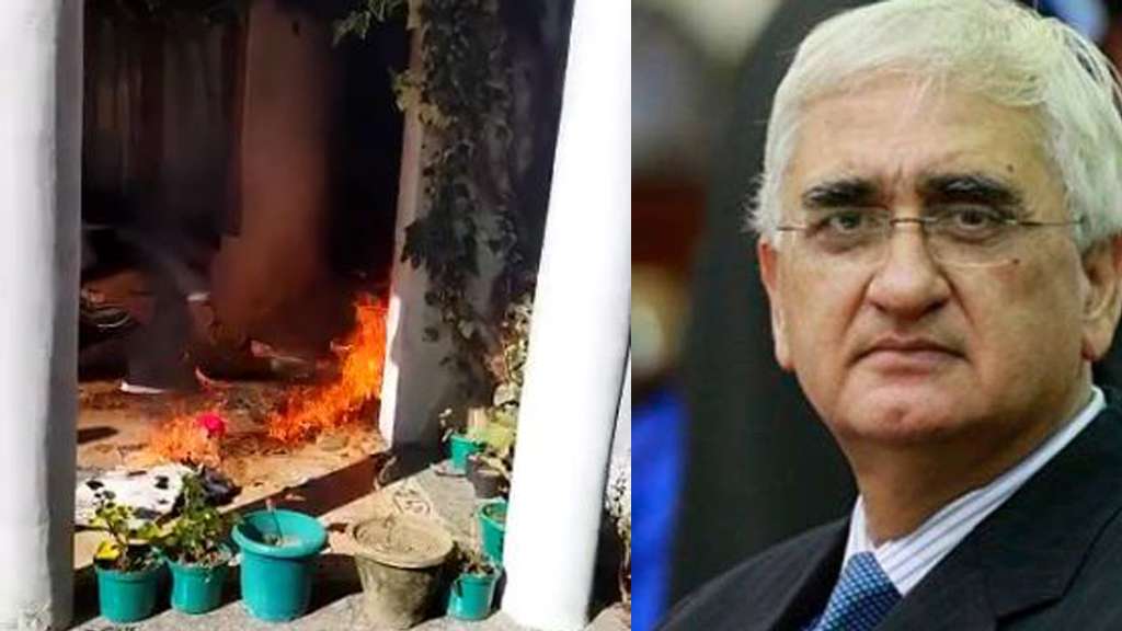 विवादित किताब को लेकर सलमान खुर्शीद के आवास पर पथराव, आगजनी