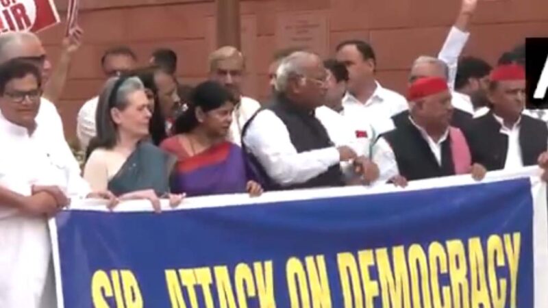 बिहार में SIR के खिलाफ विपक्ष का संसद में प्रदर्शन, सोनिया गांधी भी हुईं शामिल